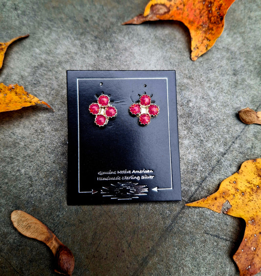 Raspberry Opal Cluster Studs