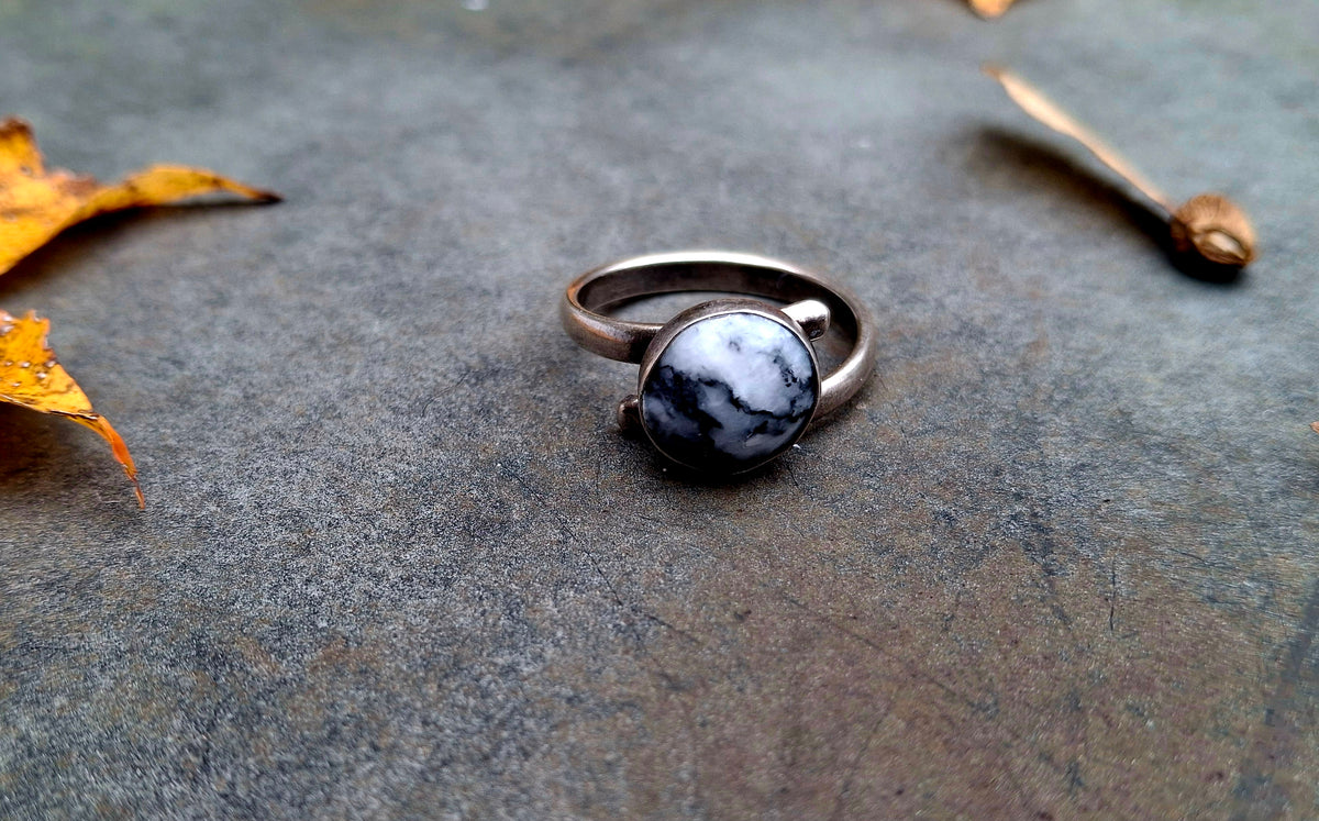 Zebra Jasper Adjustable Ring