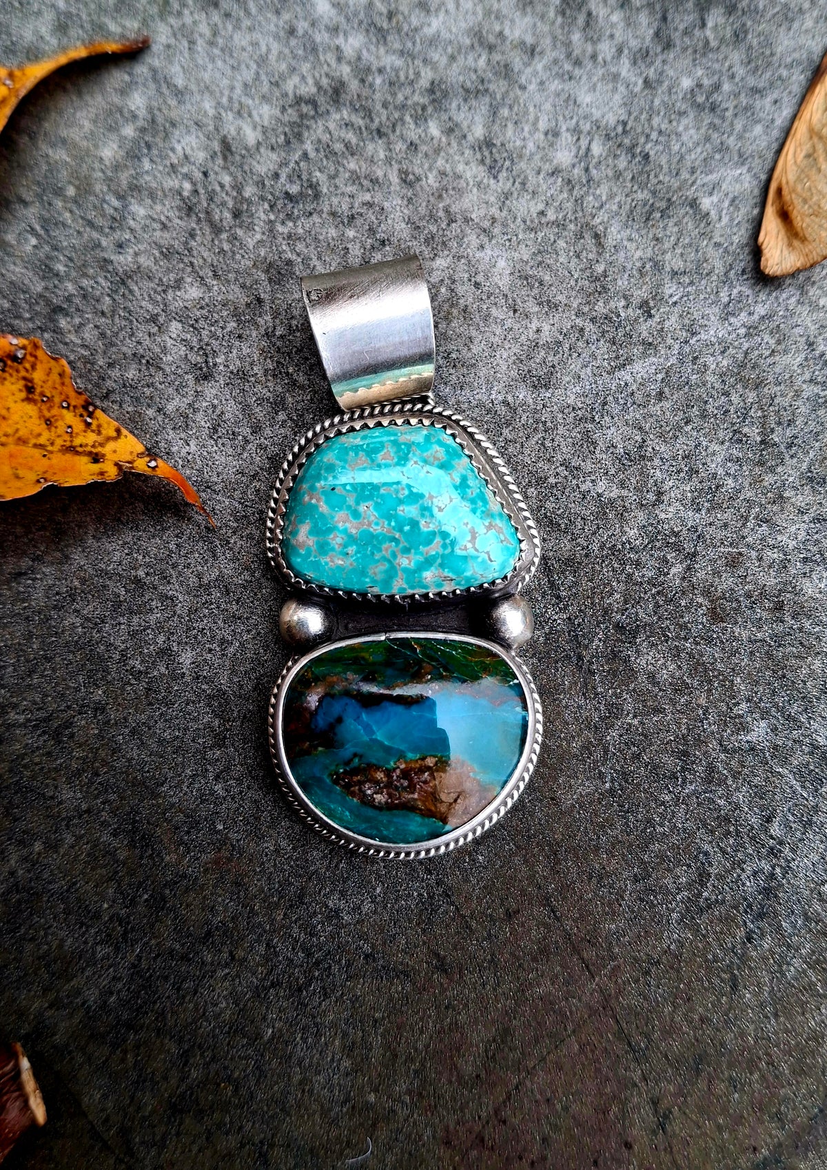 Fox Turquoise/Blue Peruvian Opal Pendant