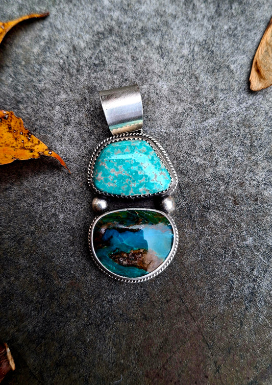Fox Turquoise/Blue Peruvian Opal Pendant
