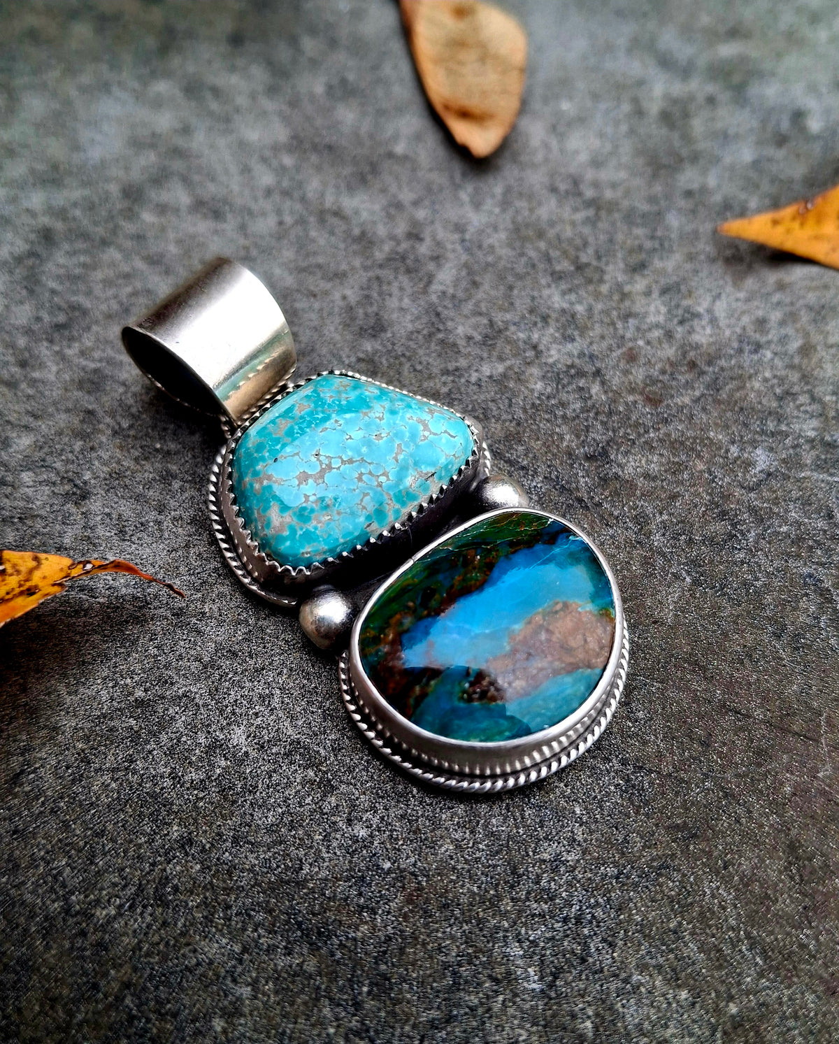 Fox Turquoise/Blue Peruvian Opal Pendant
