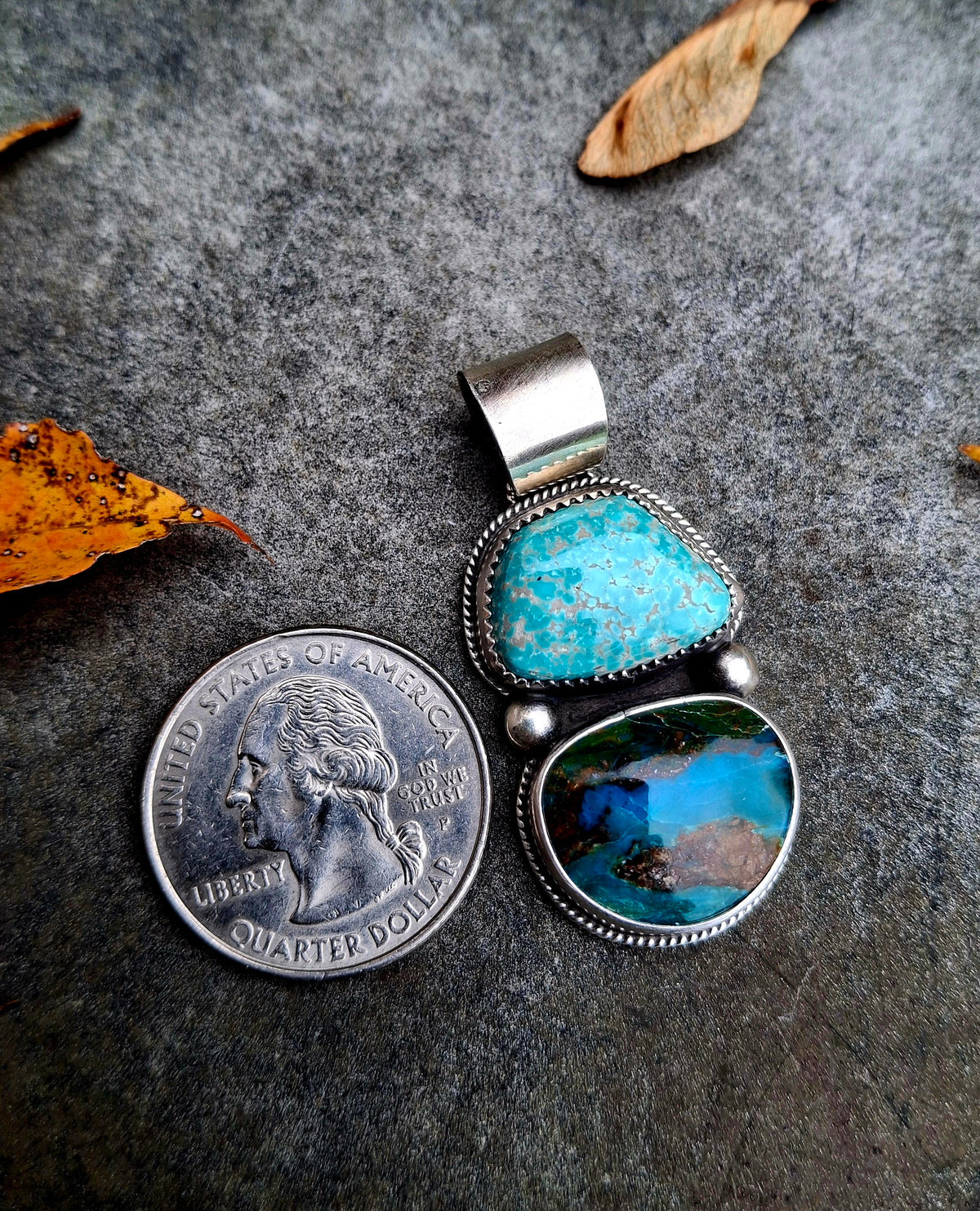 Fox Turquoise/Blue Peruvian Opal Pendant