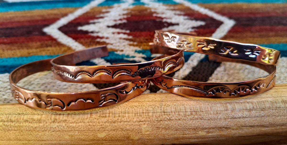 Stamped Copper Cuffs