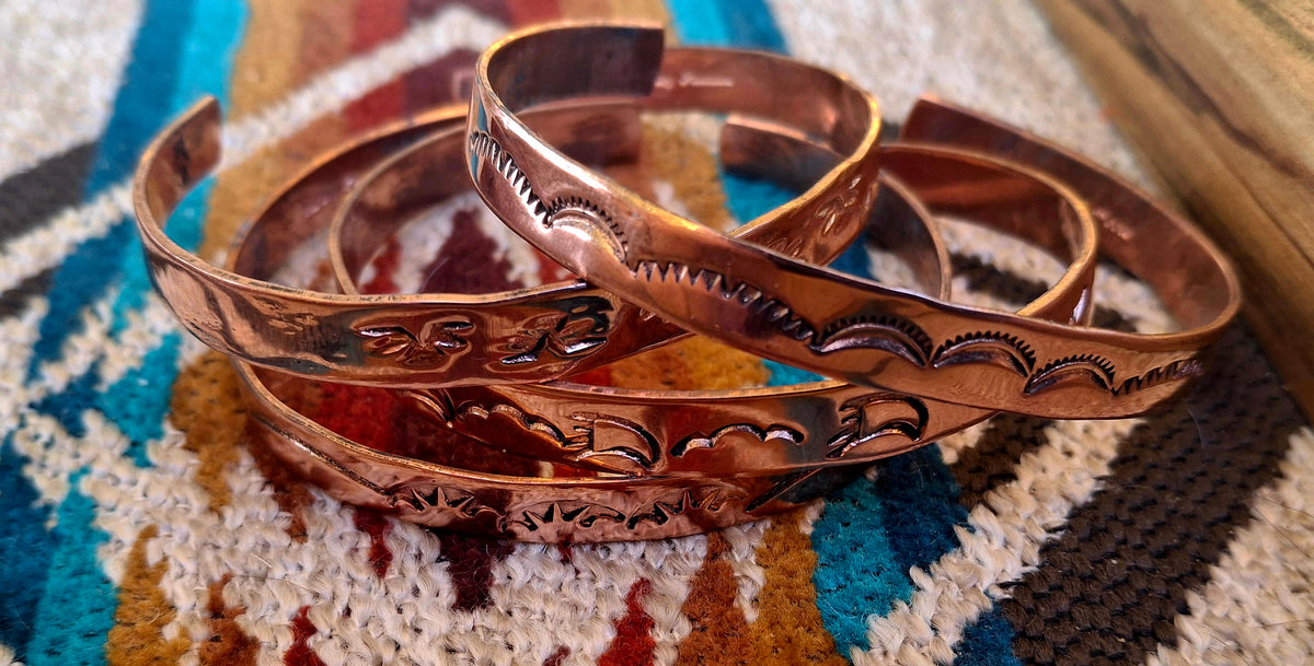 Stamped Copper Cuffs