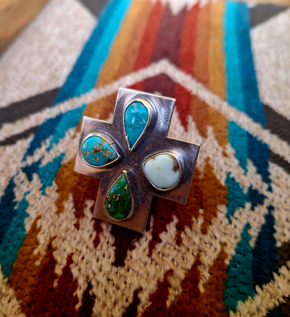 Mixed Turquoise Adjustable Ring