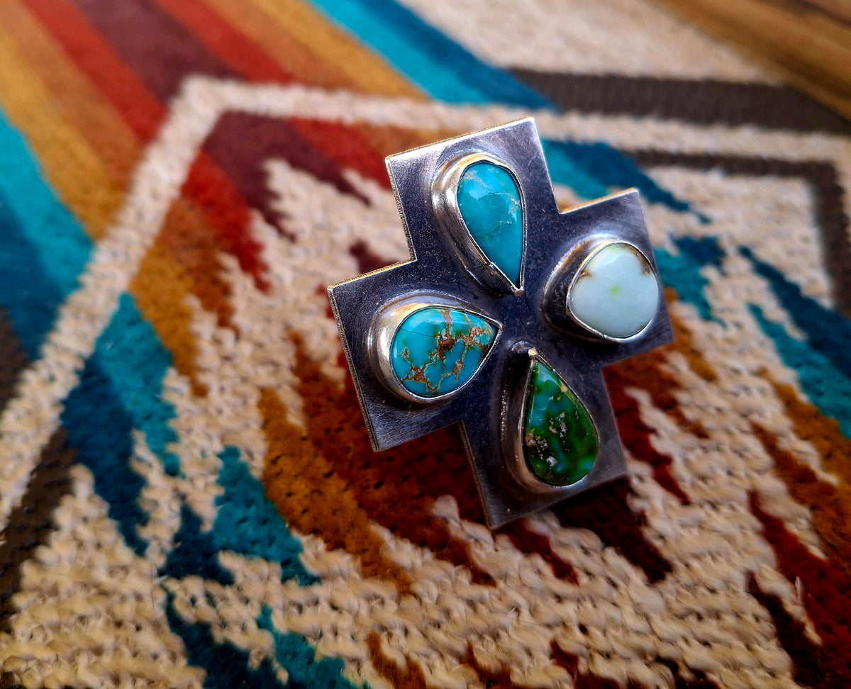 Mixed Turquoise Adjustable Ring