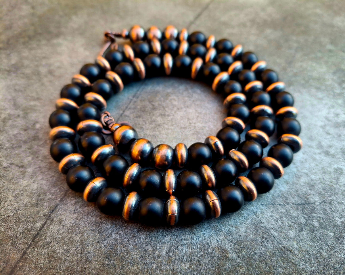 Copper/Obsidian Bead Necklace