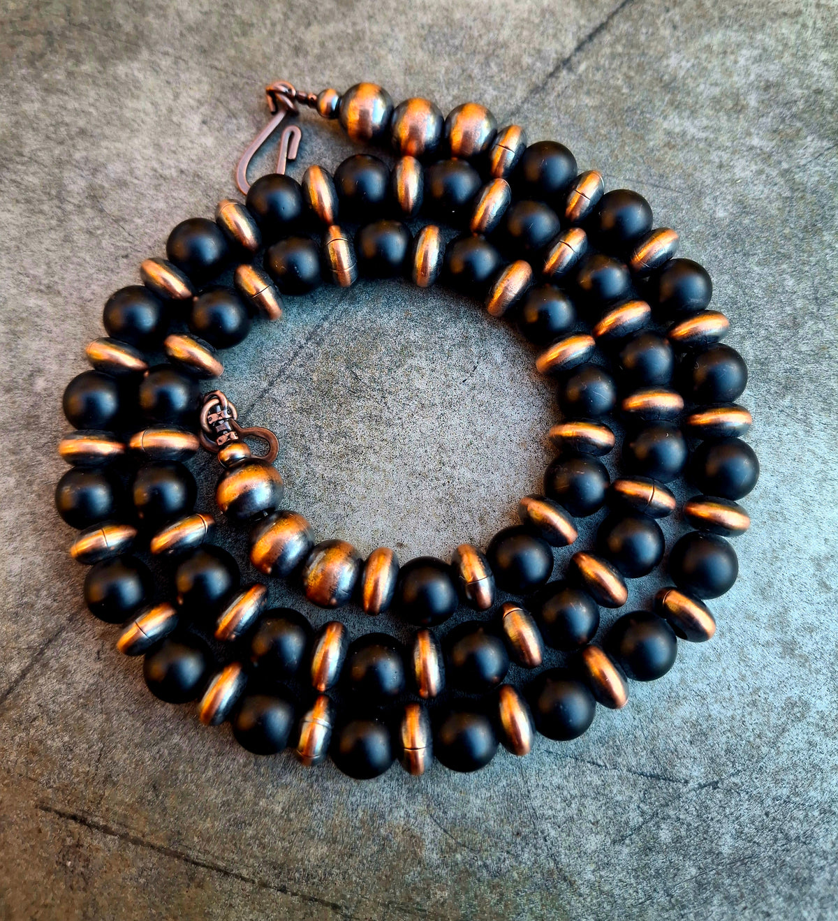 Copper/Obsidian Bead Necklace