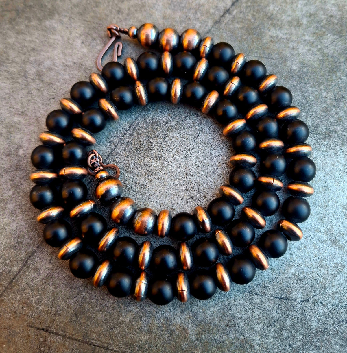 Copper/Obsidian Bead Necklace