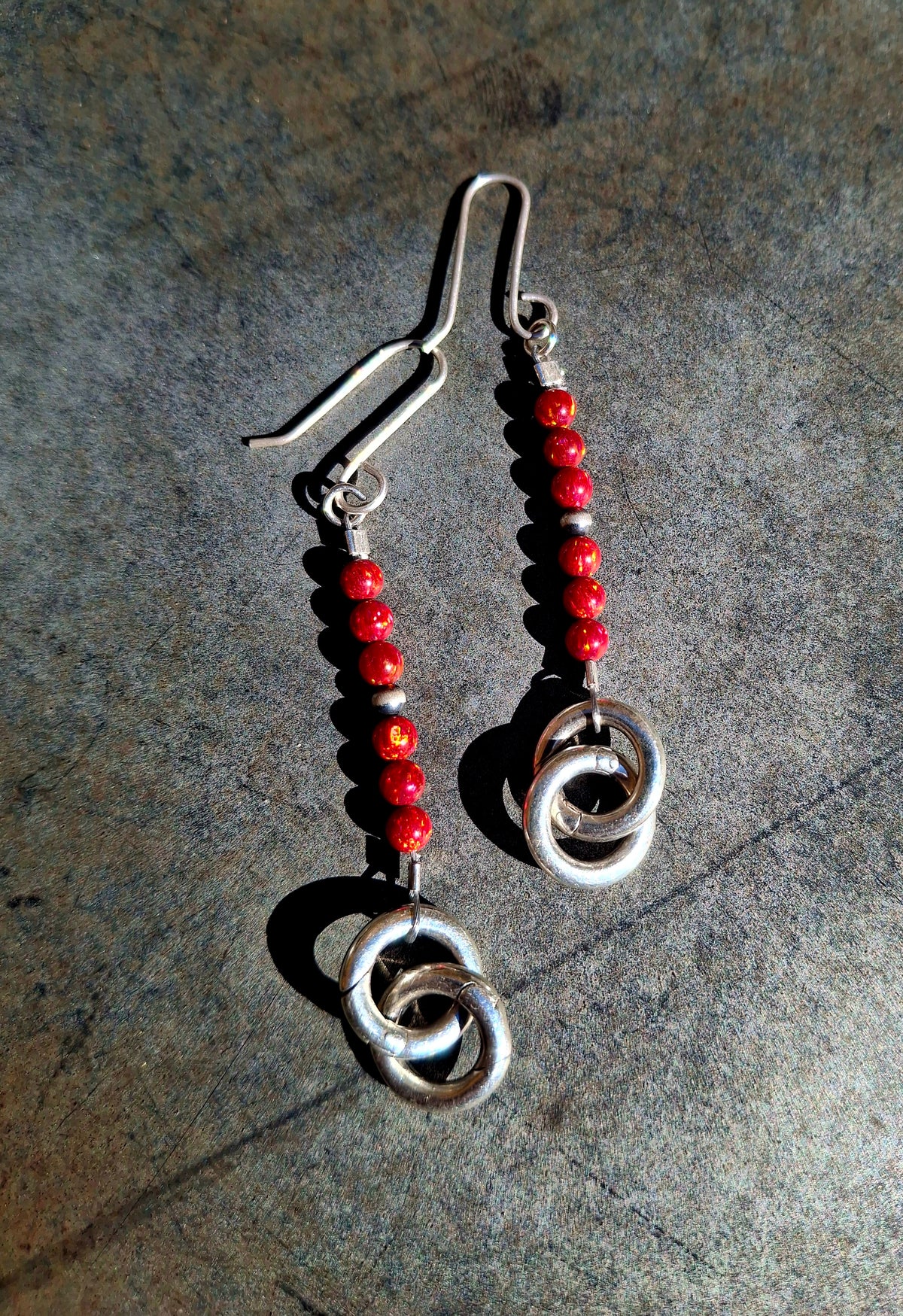 Red Opal Earrings
