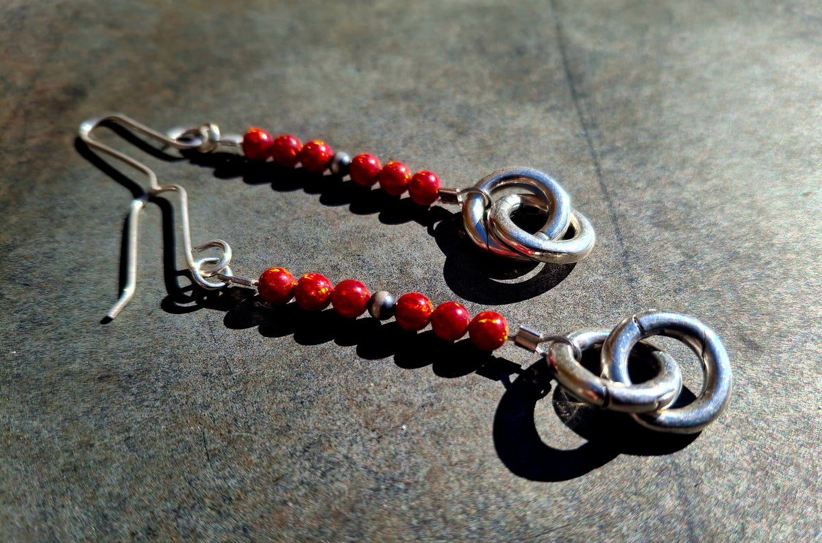 Red Opal Earrings