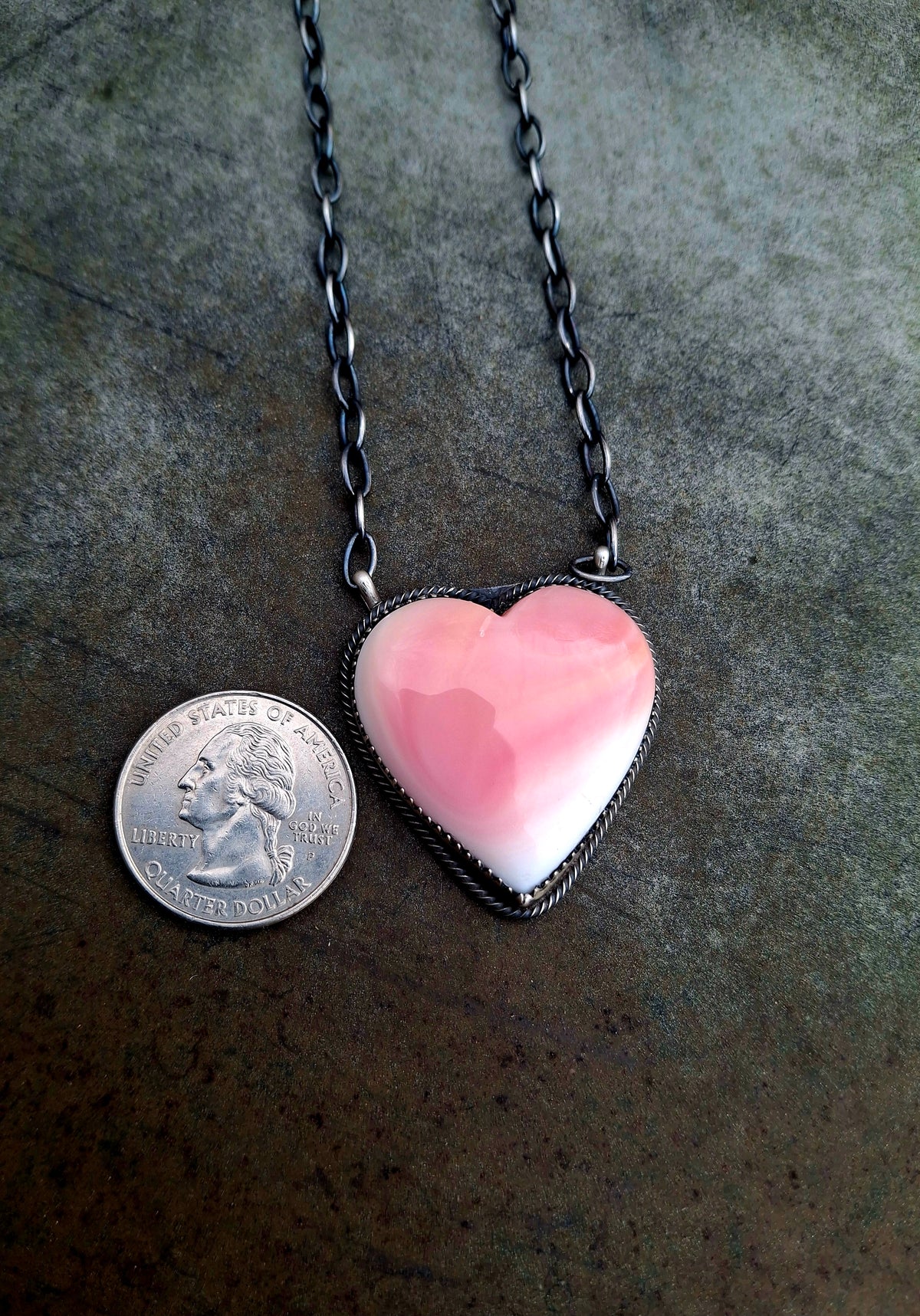 Pink Conch Heart Necklace