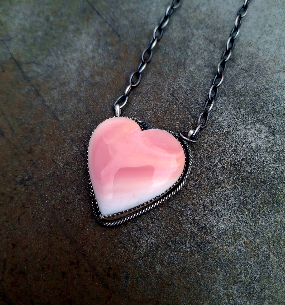 Pink Conch Heart Necklace