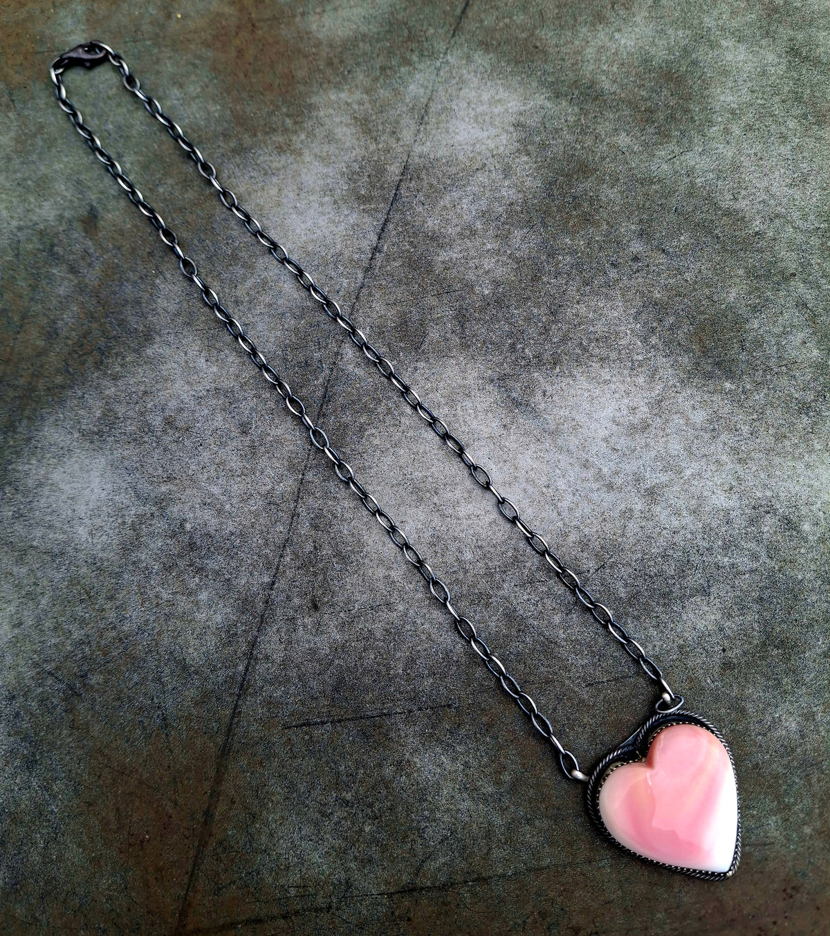 Pink Conch Heart Necklace