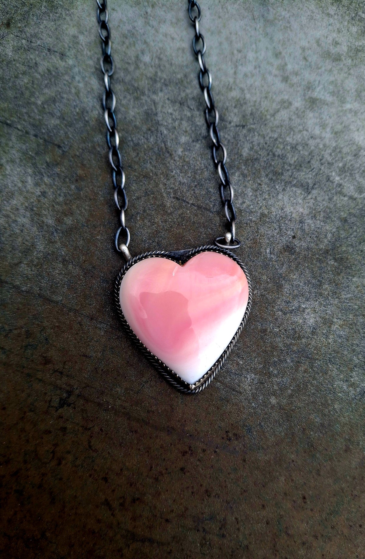 Pink Conch Heart Necklace