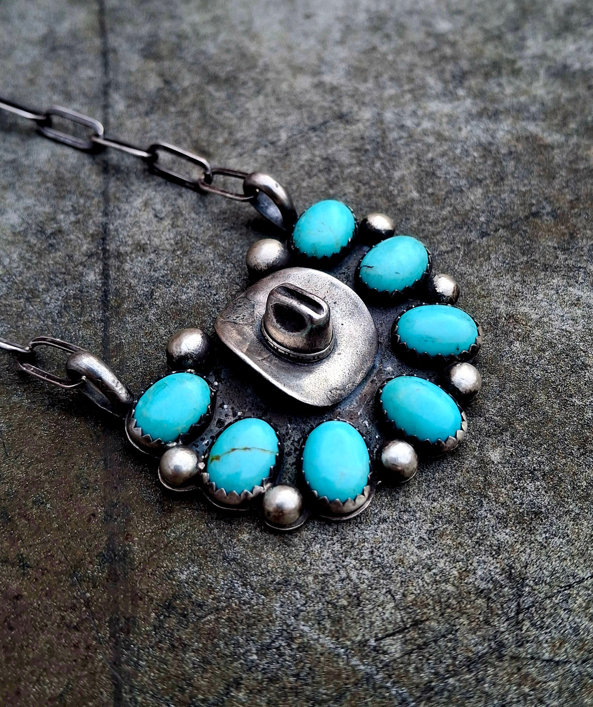 Kingman Cowboy Hat Cluster Necklace