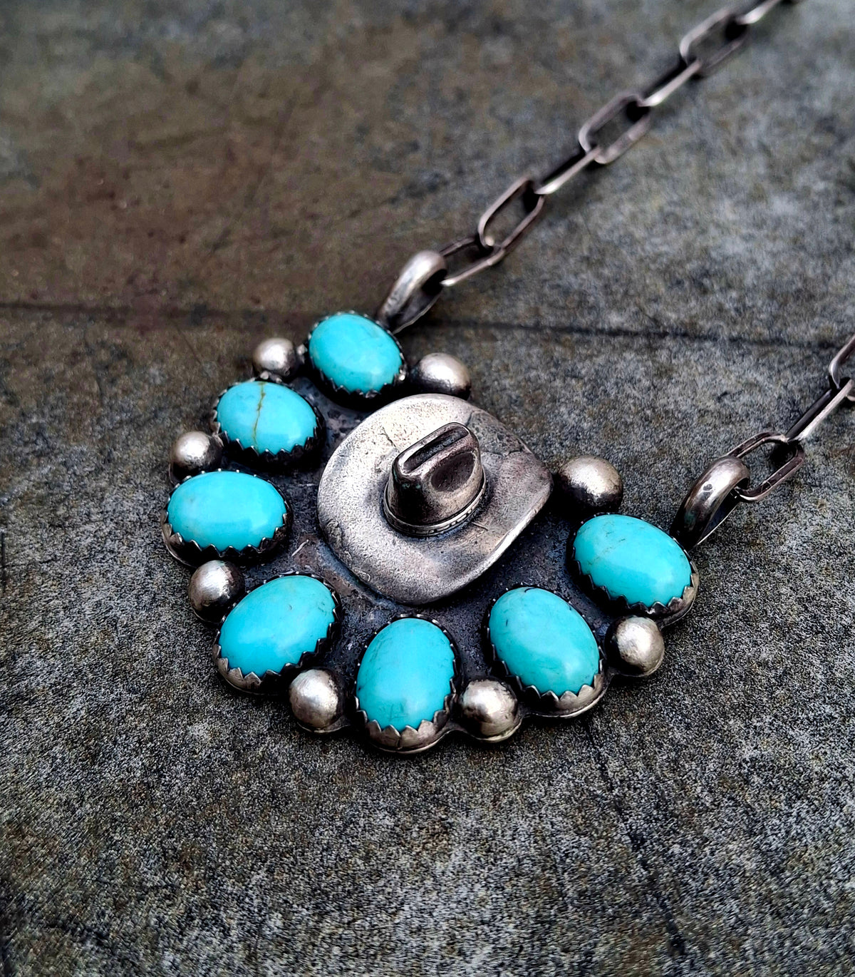 Kingman Cowboy Hat Cluster Necklace