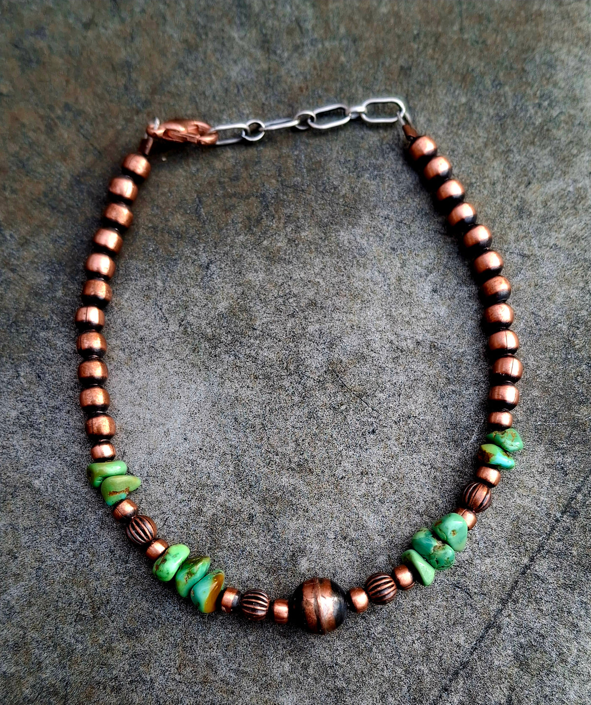 Turquoise/Copper Bead Bracelet