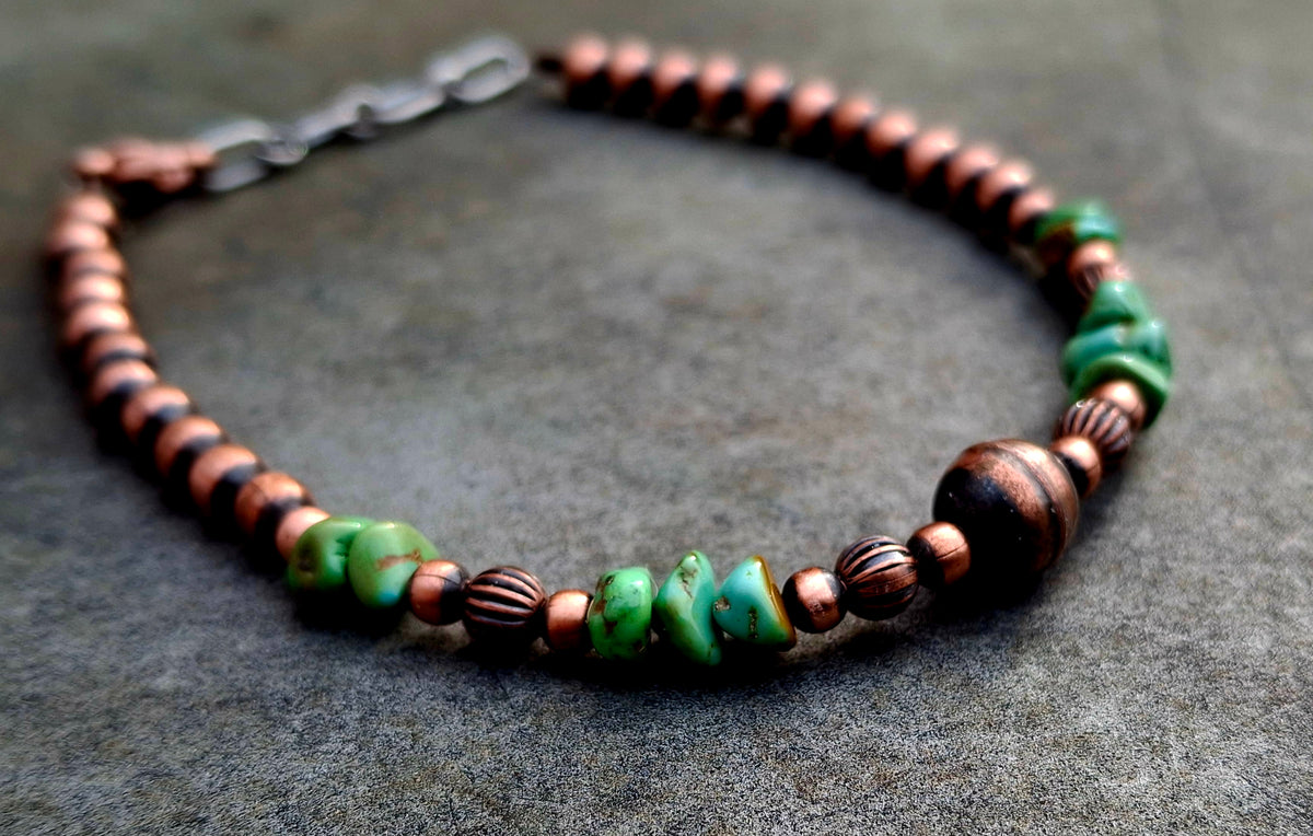 Turquoise/Copper Bead Bracelet