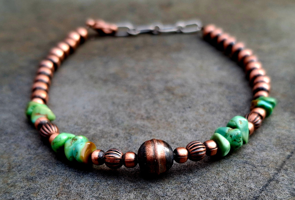 Turquoise/Copper Bead Bracelet