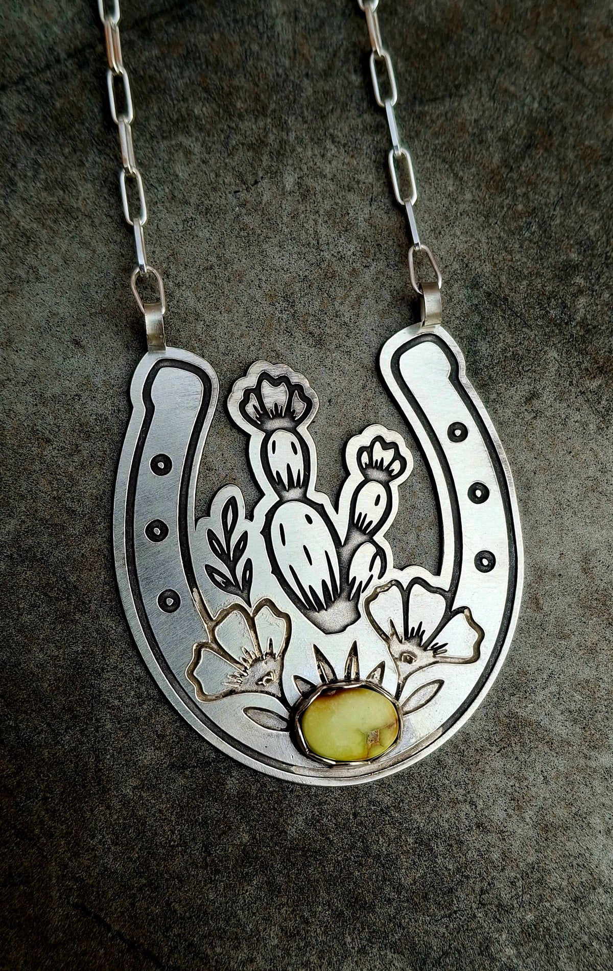 Palomino Cactus Horseshoe Necklace