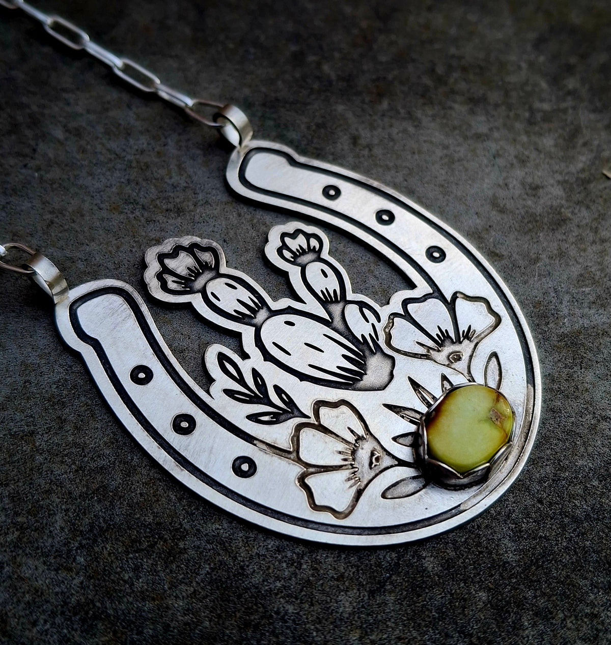 Palomino Cactus Horseshoe Necklace