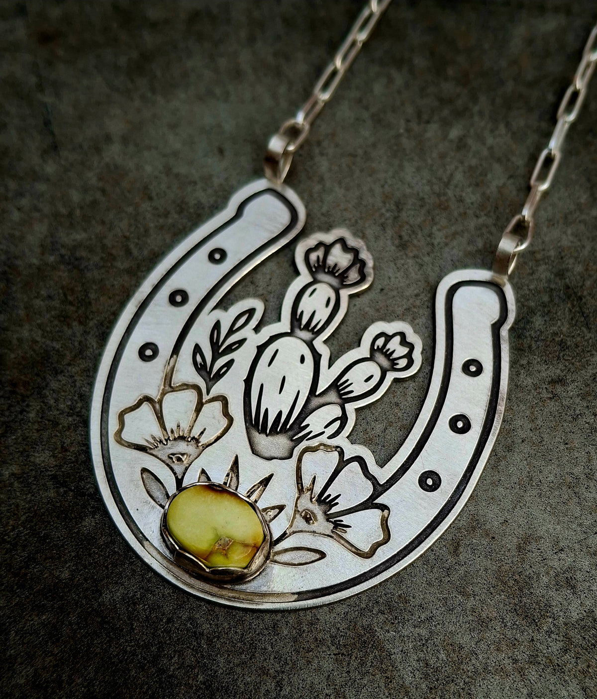 Palomino Cactus Horseshoe Necklace