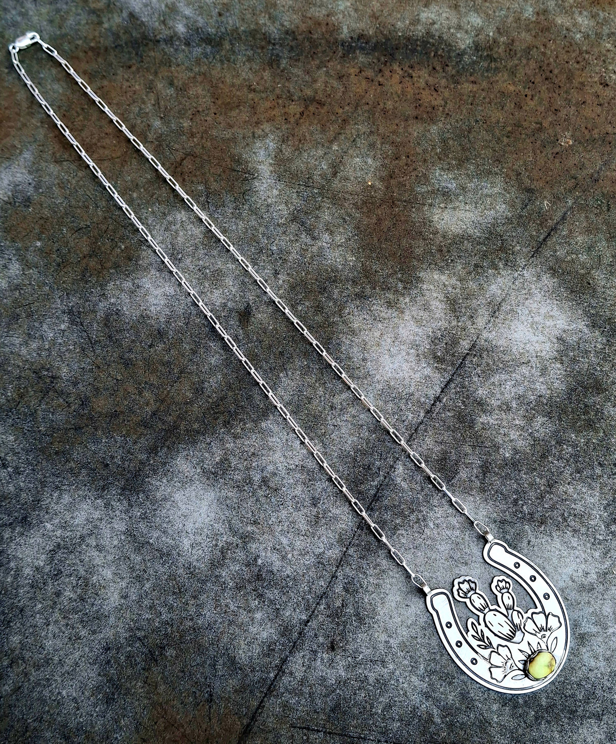 Palomino Cactus Horseshoe Necklace