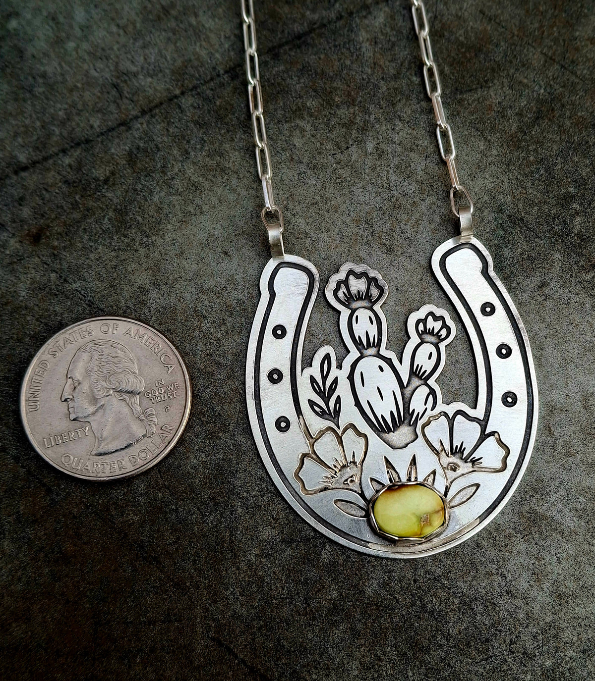 Palomino Cactus Horseshoe Necklace