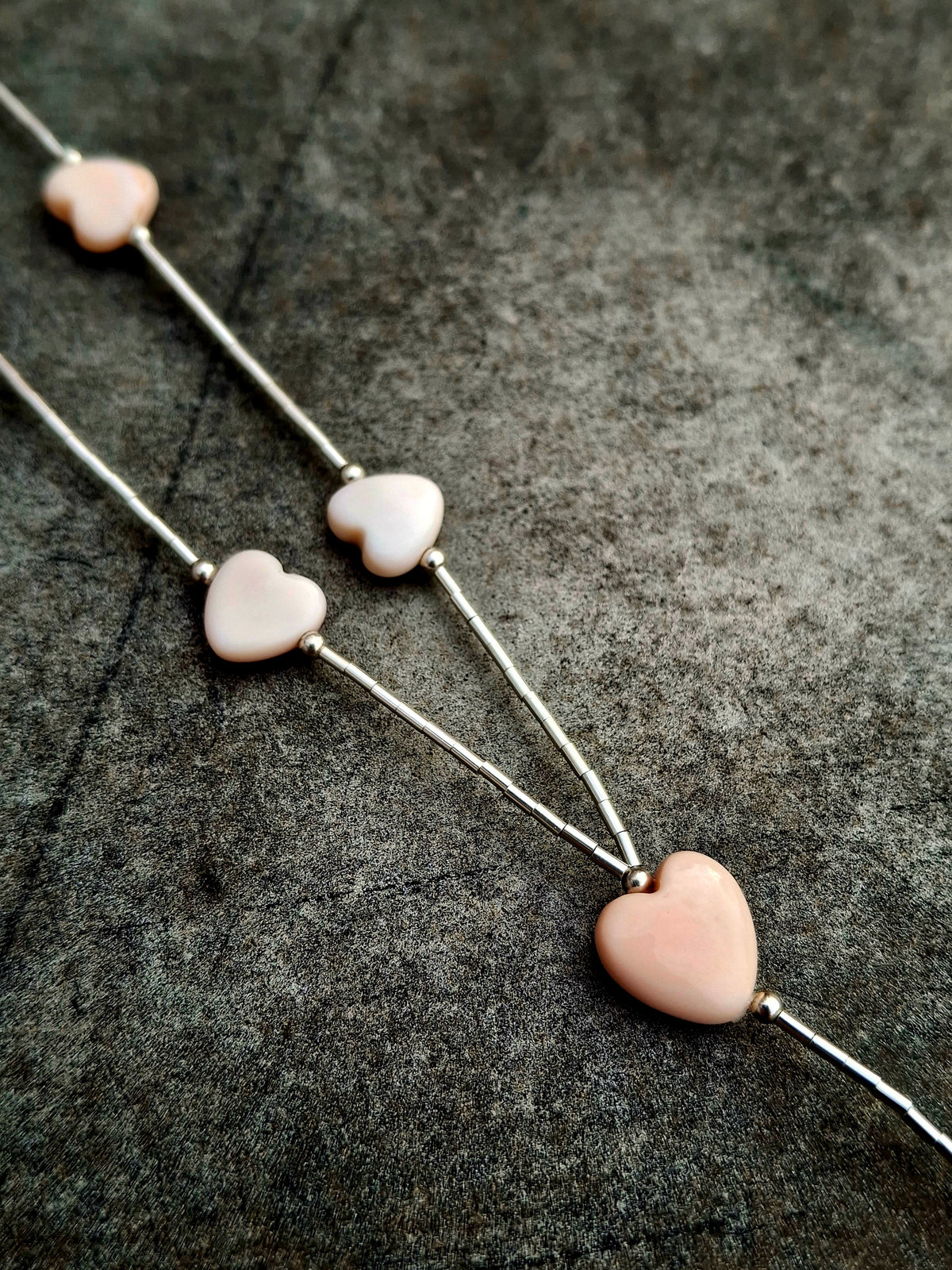 Pink Conch Heart Lariat Necklace