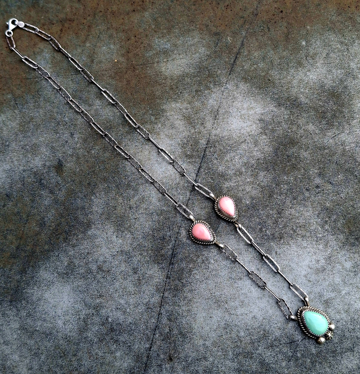 Australian/Pink Conch Trio Necklace
