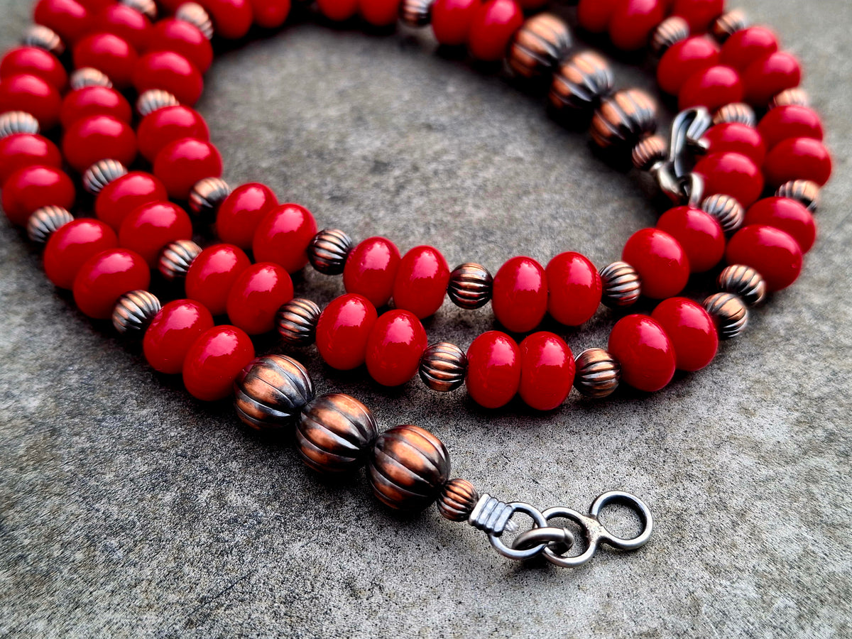 Coral/Copper Bead Necklace