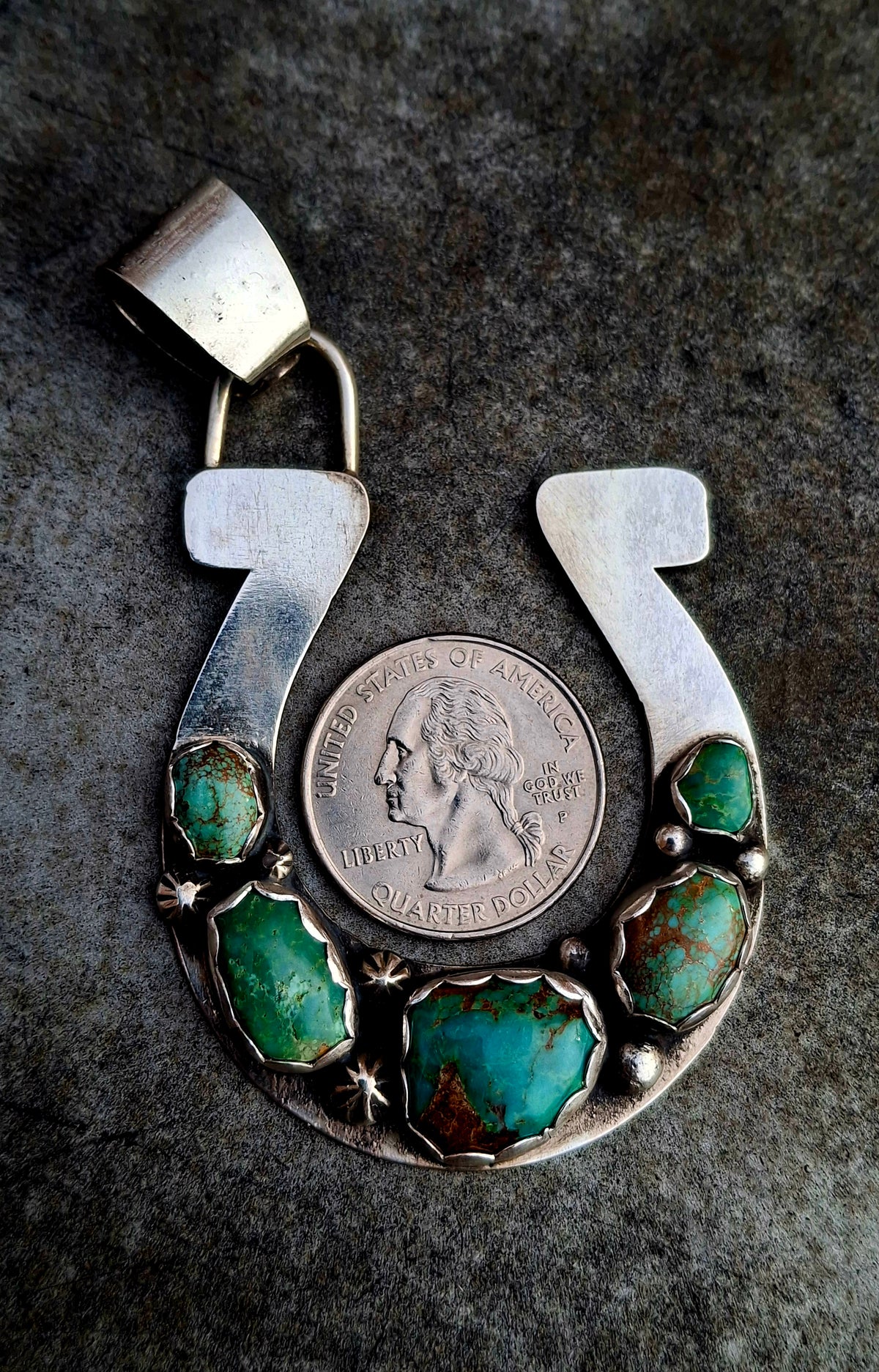 Turquoise Horseshoe Pendant