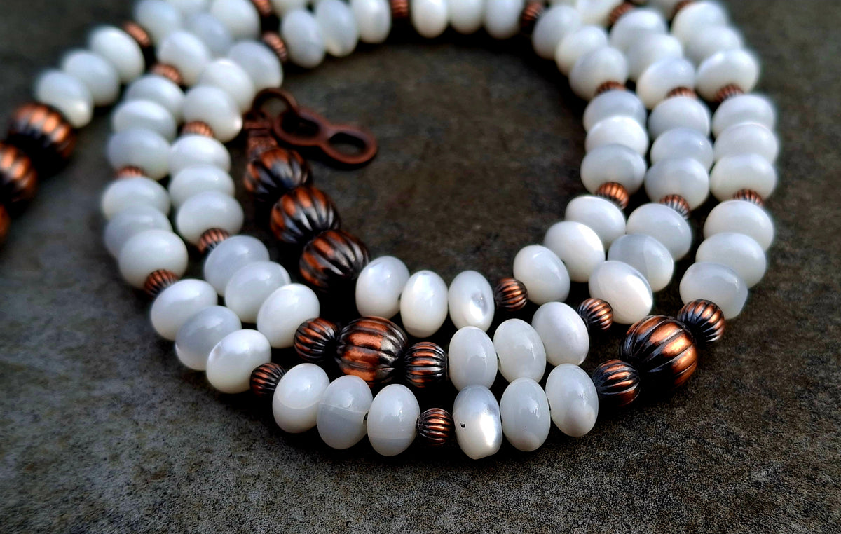 White Shell/Copper Bead Necklace
