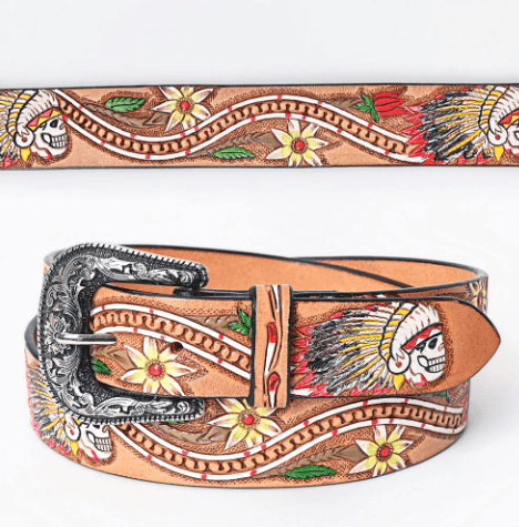Tooled Skull Headdress Belt #168