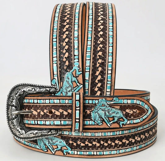 Turquoise Bronc Tooled Belt #221