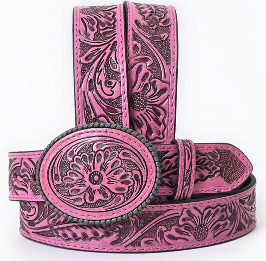 Pink Tooled Belt #169