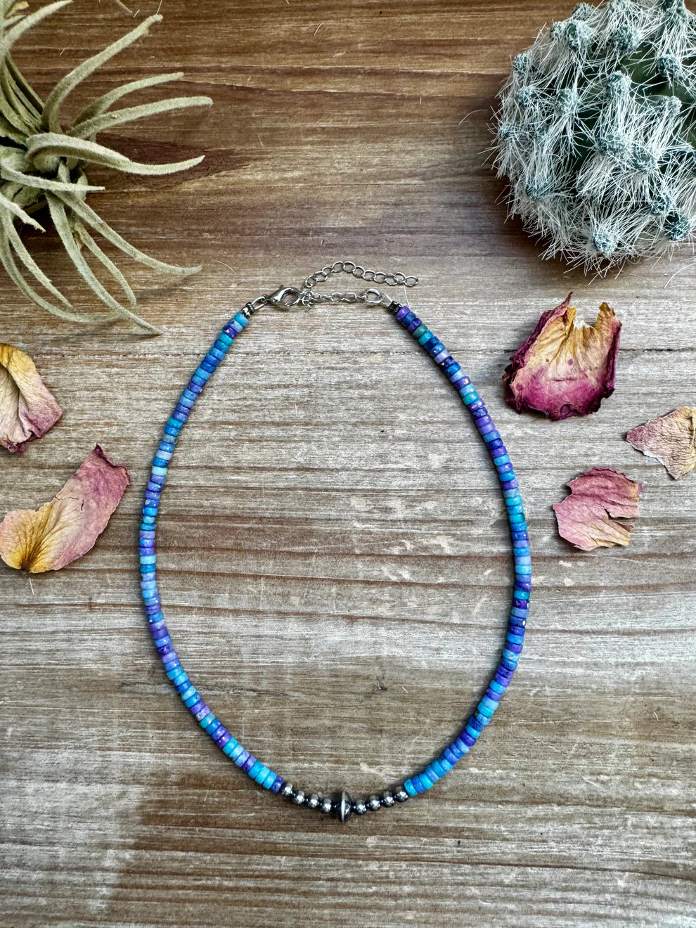 Sterling Silver Pearls & Purple Dolomite Heishi Necklace