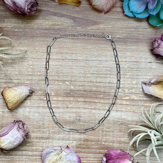 Silver Plated Paperclip Chain Necklace