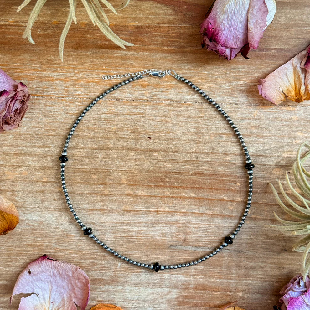 Sterling Silver Pearl & Black Onyx Necklace