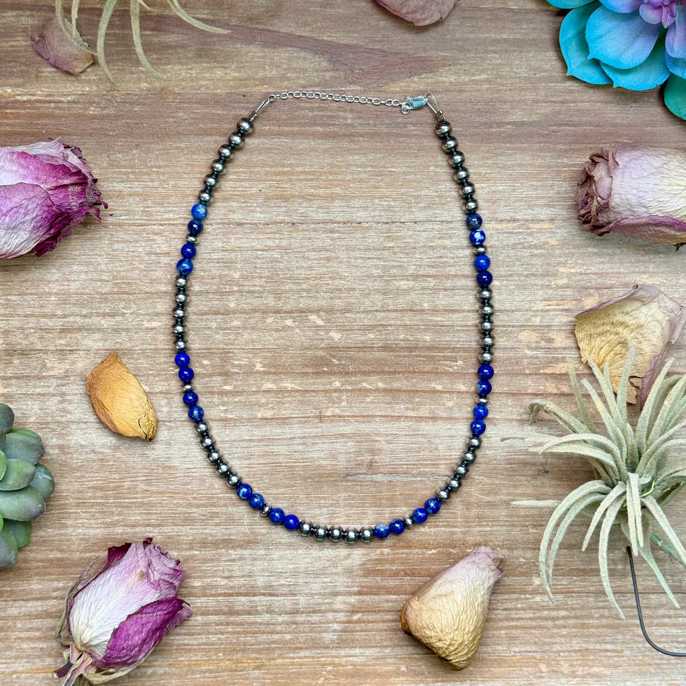 Lapis & Sterling Silver Saucer Necklace
