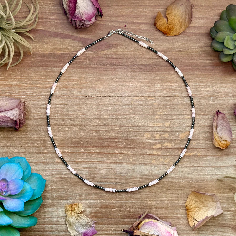 Pink Conch Heishi Necklace