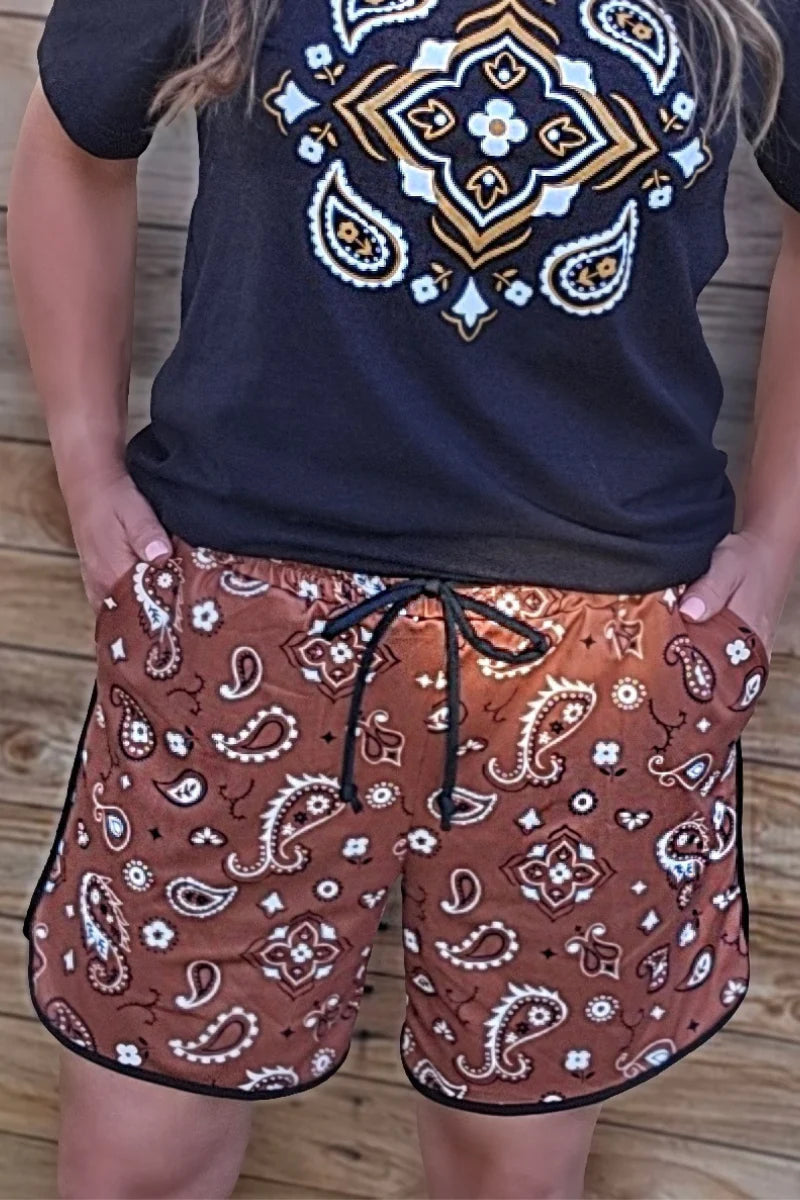 Bandana Babe Shorts - Brown Long