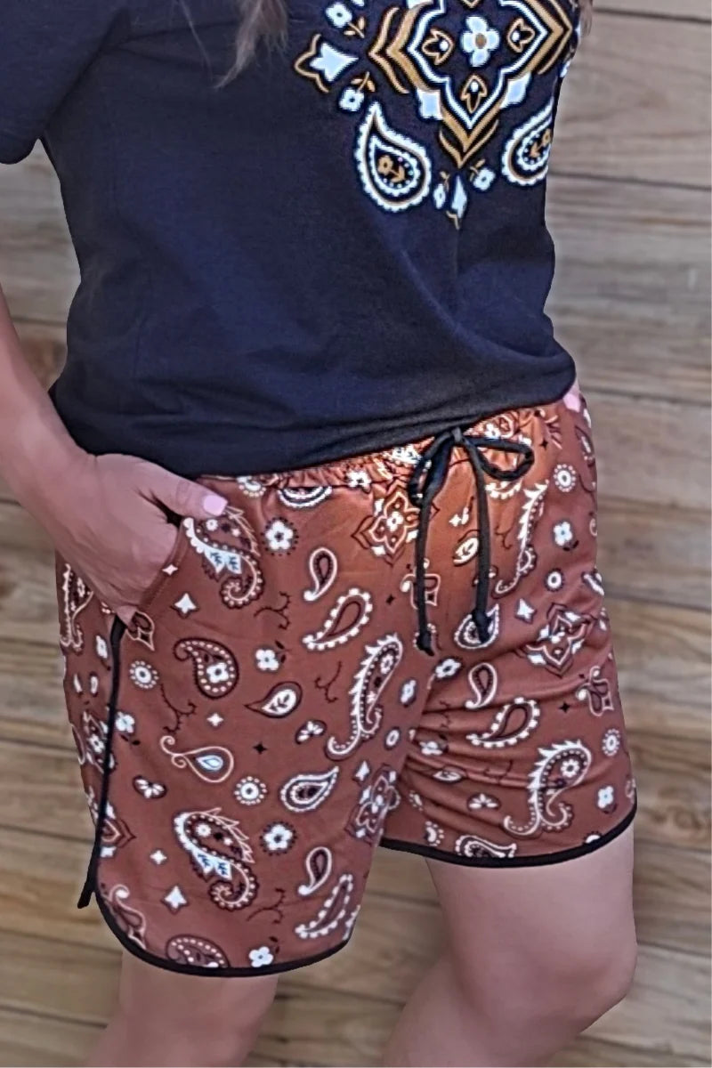 Bandana Babe Shorts - Brown Long