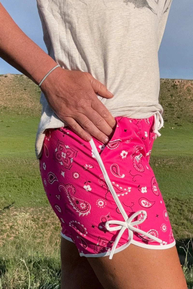 Bandana Babe Shorts - Hot Pink Long