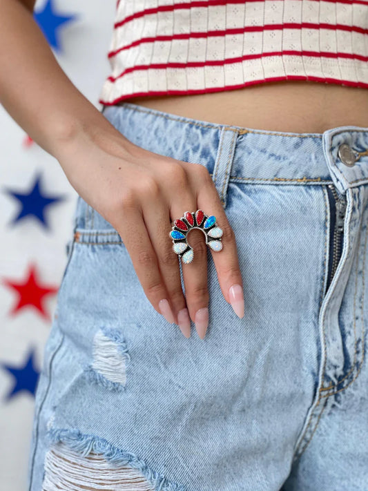 Opal Naja Adjustable Ring - 4th of July