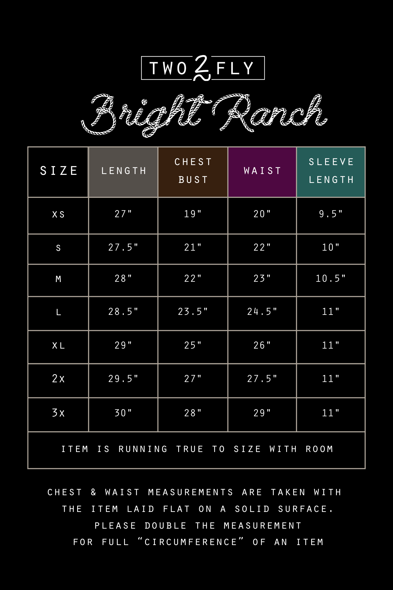 BRIGHT RANCH  [MISSING SIZES]