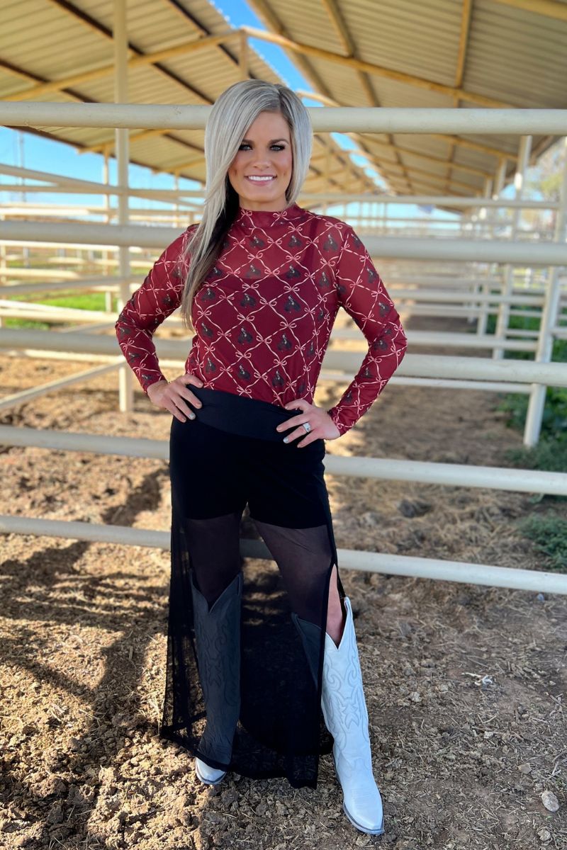 Broncs & Bows Mesh Top