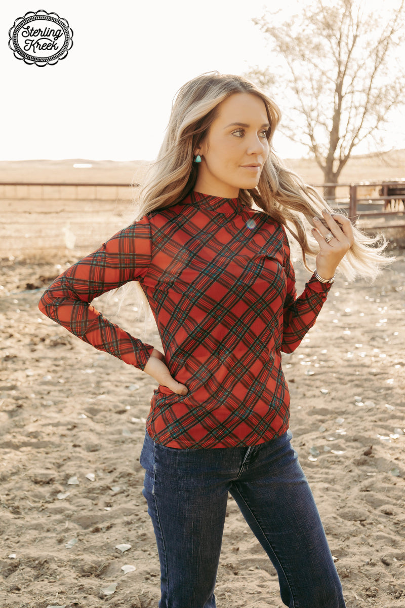 All is Calm All is Plaid Mesh Top